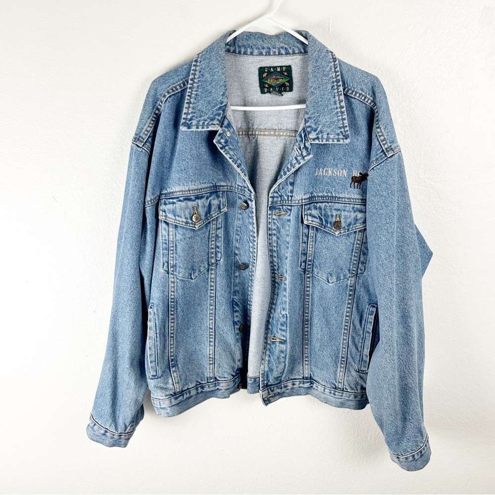 CAMP DAVID 100% Cotton Long Sleeves Multiple Pockets Button Jean Jacket Large